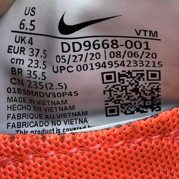 Nike React Phantom Run Flyknit Black Mango Womens 6.5 Running Shoes Sneakers - Picture 7 of 7